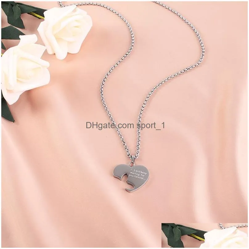casual stainless steel butterfly heart shape couple necklace pair of men and women pendant jewelry gift