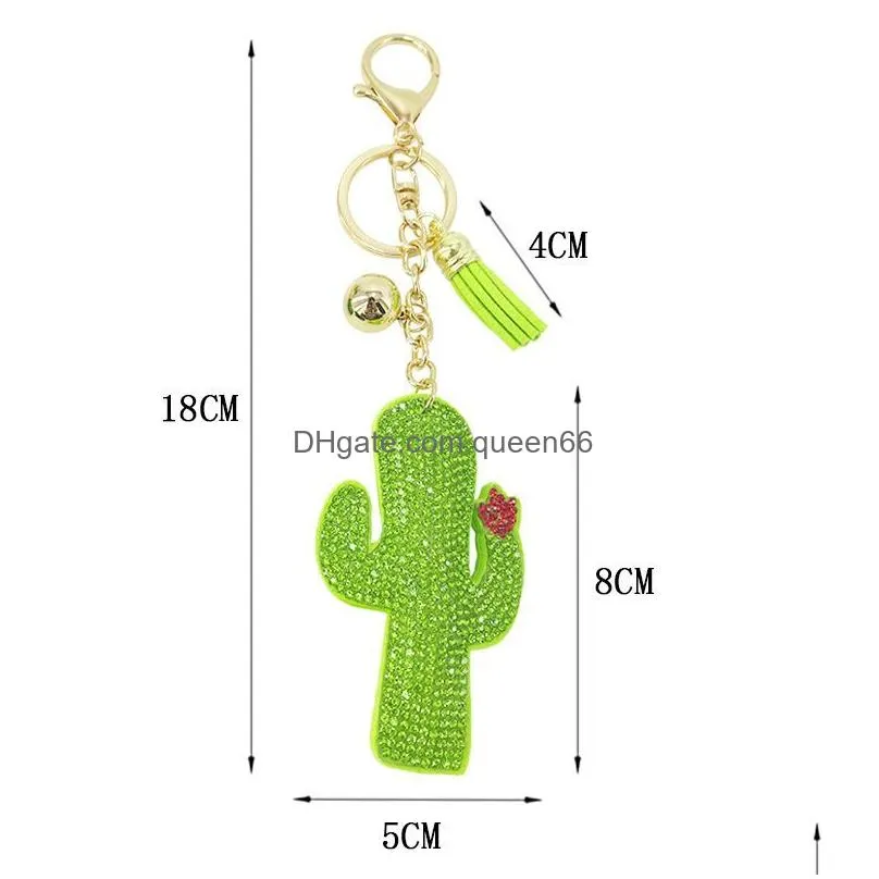 creative women cactus key rings rainbow cloud key pendant diy plant tassel bag keychain fashion accessories