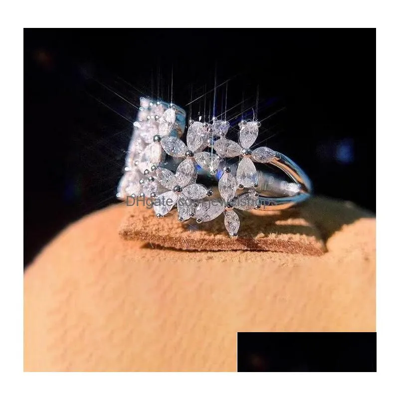 925 sterling silver marquise cut moissanite diamond rings party women wedding leaf band ring gift hip hop jewelry