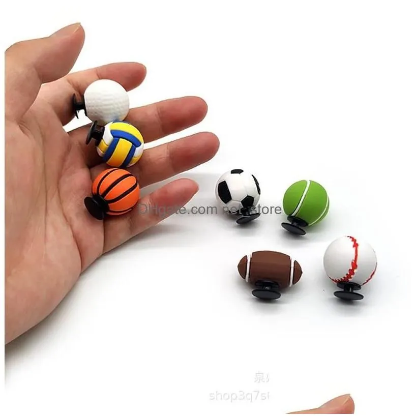 Shoe Parts Accessories 3D Sport Basketball Ball Soccer Baseball Jibitz Croc Charms Clog Pins Drop Delivery Shoes Dhnsc