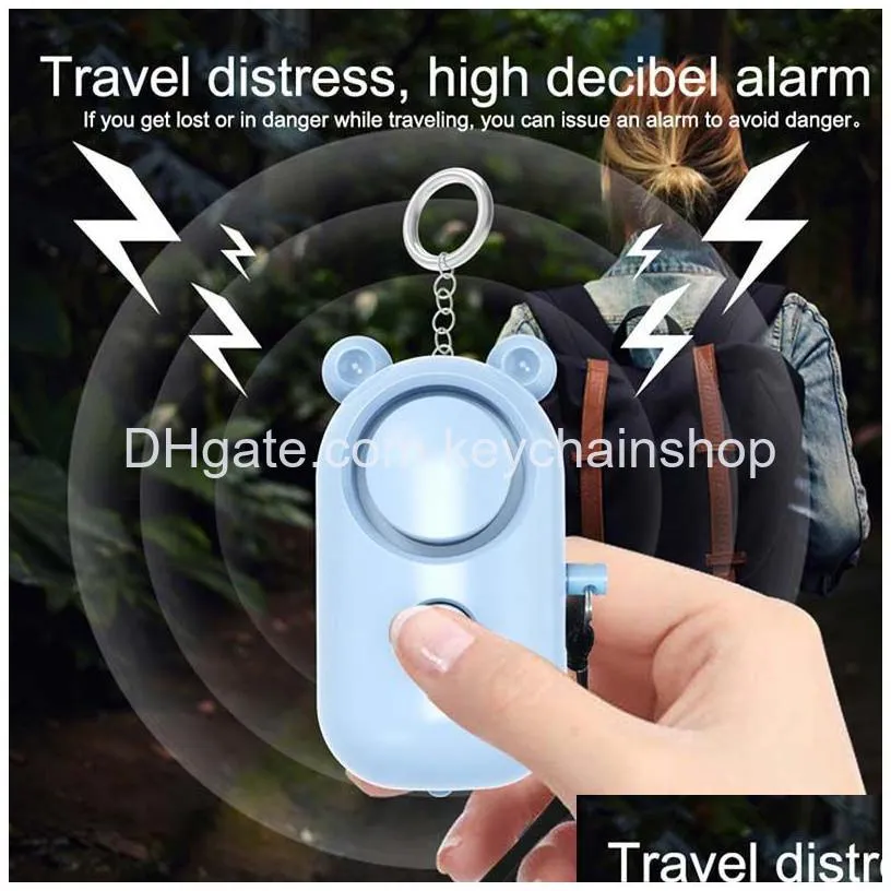 130db personal security alarm self defense keychain with led lights emergency safety alarm for women safe sound personal alarm
