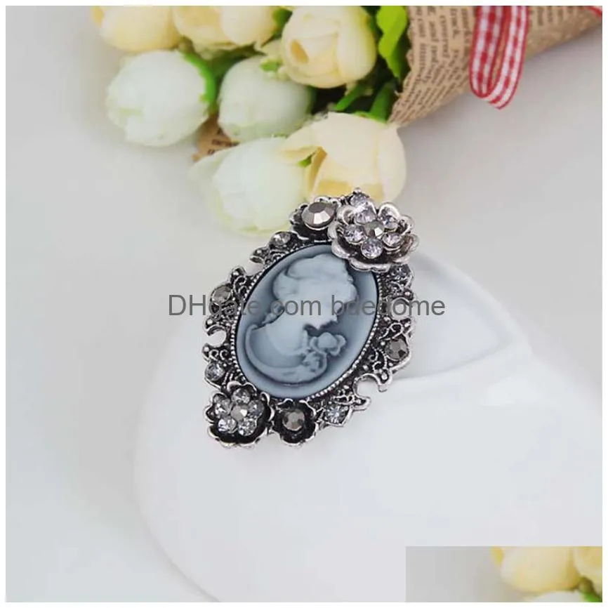 flower frame crystal lady head portrait brooch pin fashion business suit tops corsage rhinestone brooches fashion jewelry gift