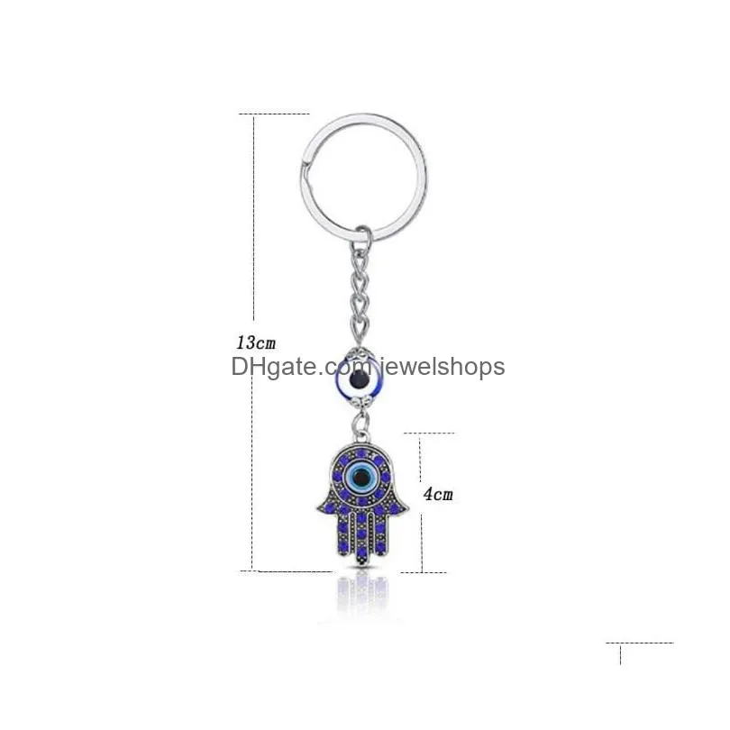hamsa fatima hand key rings keychains holder greek blue evil eye pendants key chains keyrings turkish lucky jewelry gift