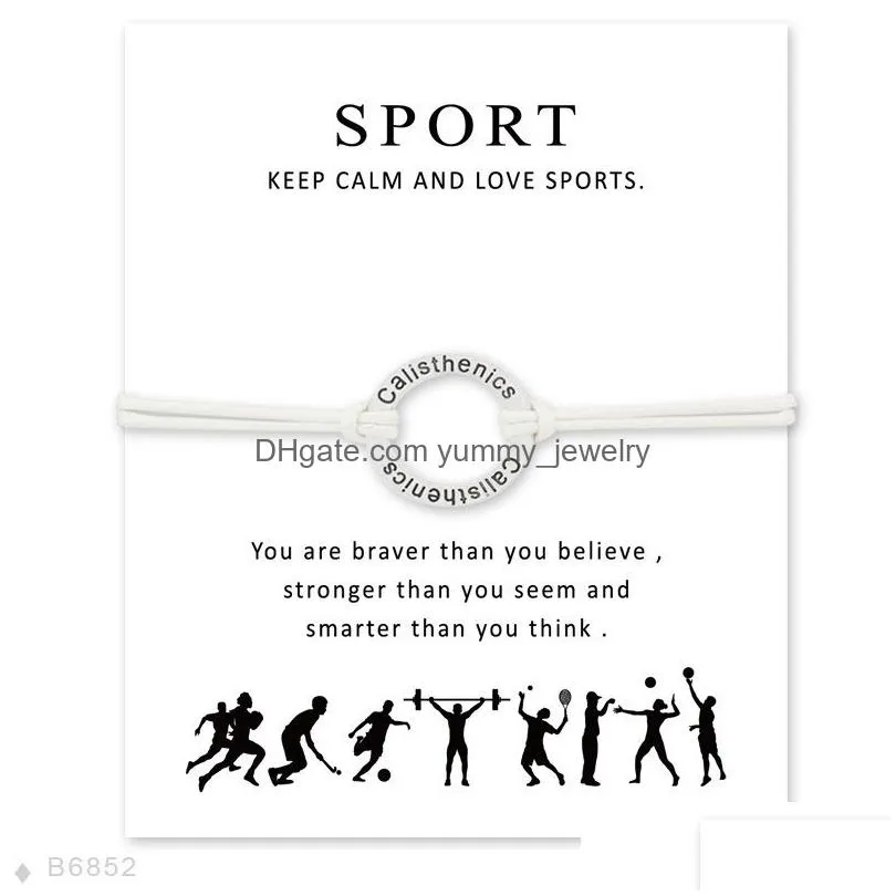 girls adjustable sport statement jewelry with card silver calisthenics charm bracelets for women