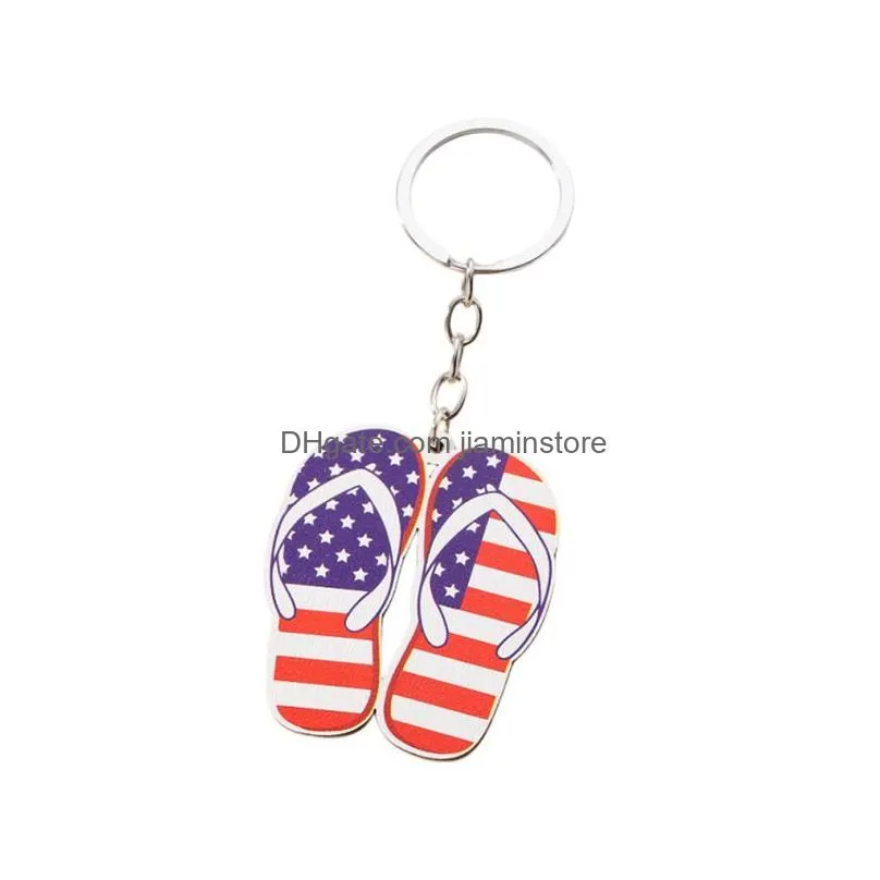 wood independent day american flag butterfly  key pendant car keychain hanging ornament bag pendant