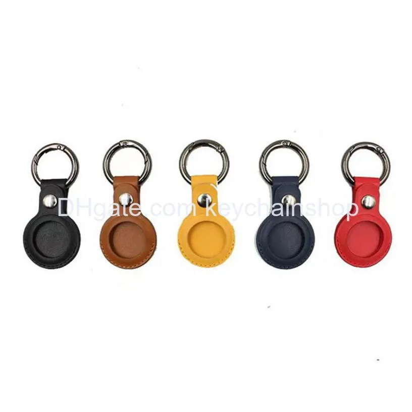 colorful leather keychain party favor anti-lost for airtag protector bag all-inclusive keychain locator individually packaged small