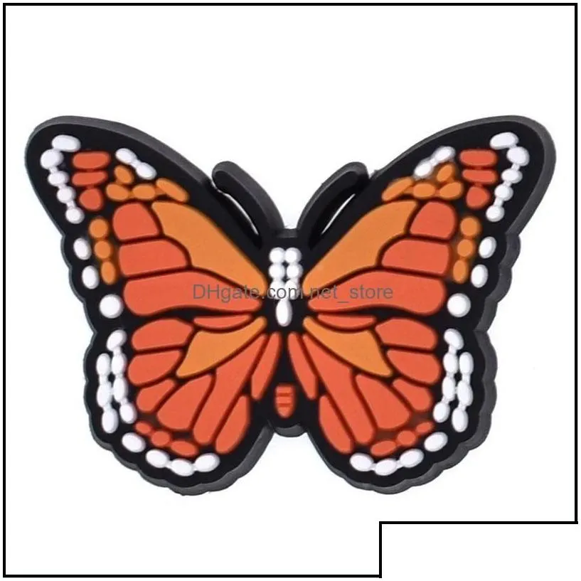 Wholesale Insect Colorf Butterflys For Croc Pvc Shoe Charms Buckles Fashion Accessories Soft Rubber Drop Delivery Parts Shoes