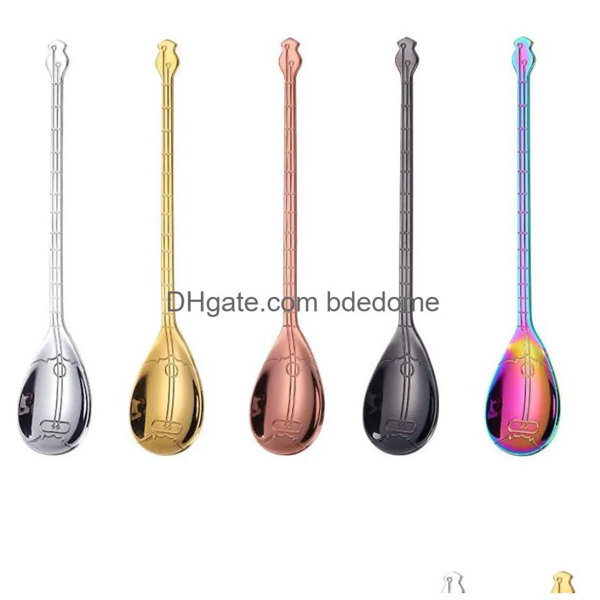 kitchen music musical instrument coffee spoon guitar stainless steel home kitchen dining flatware ice cream dessert spoons cutlery