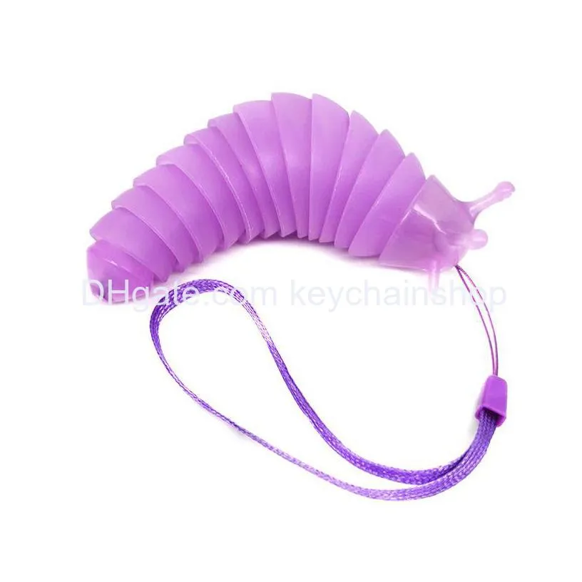 2022 new luminous toys party supplies trumpet decompression caterpillar keychain slug educational body wiggling baby toy