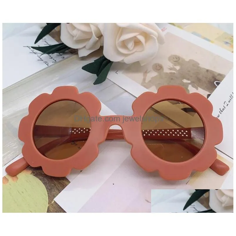 children sunglasses flower shape round frame sunglass uv400 eyewear for boy girl lovely baby sun glasses