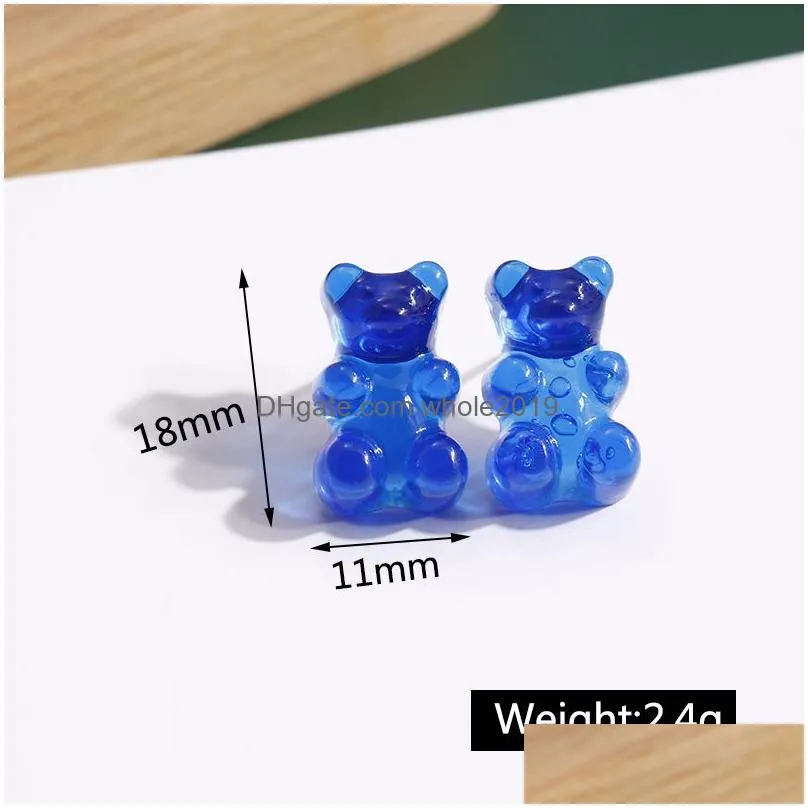 fashion charm simple cute colorful acrylic animal bear dangle earrings for girls women children birthday gift lovely jewelry