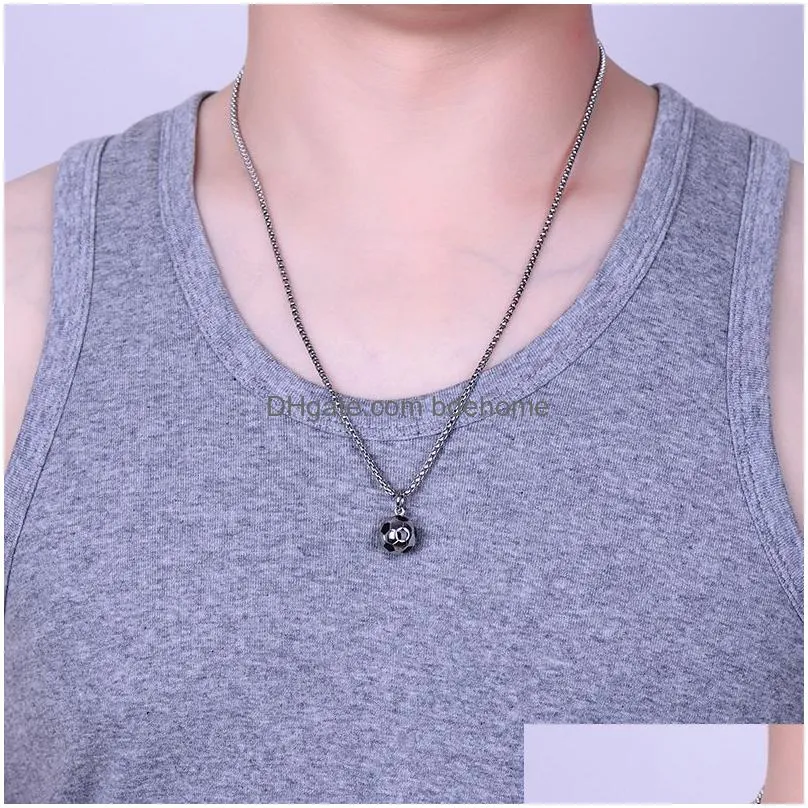 fashion stainless steel football necklace men soccer pendant necklace women sporty jewelry gift