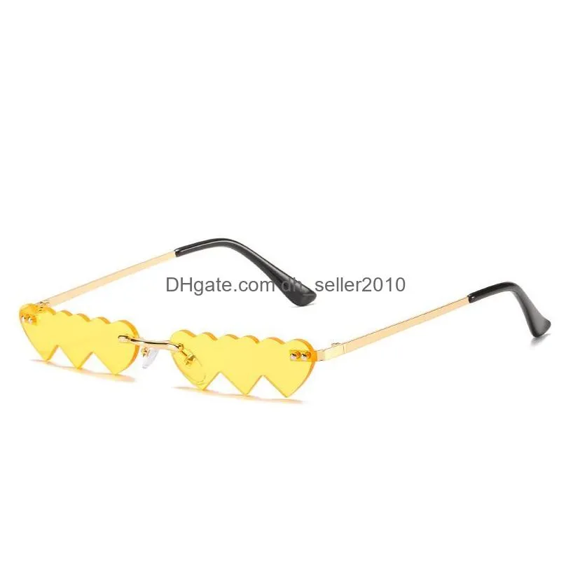 fashion heart to heart sunglasses women men brand design rimless eyewear luxury trending narrow sun glasses