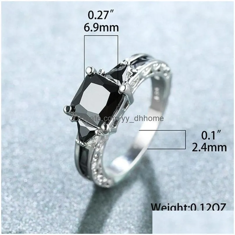 classic engagement cluster rings for women men aaa white cubic zircon female rhinestone wedding band cz ring jewelry