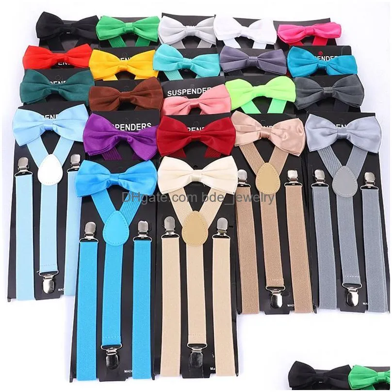 personalized adult suspender with bowtie fashion men bow tie set women braces girls adjustable suspenders wedding ties accessories