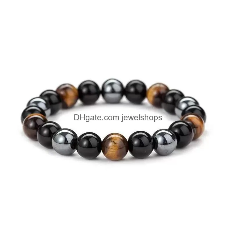 8mm 10mm tiger eye beaded strand bracelets natural black stone beads couple bracelets jewelry for men women fashion jewellry