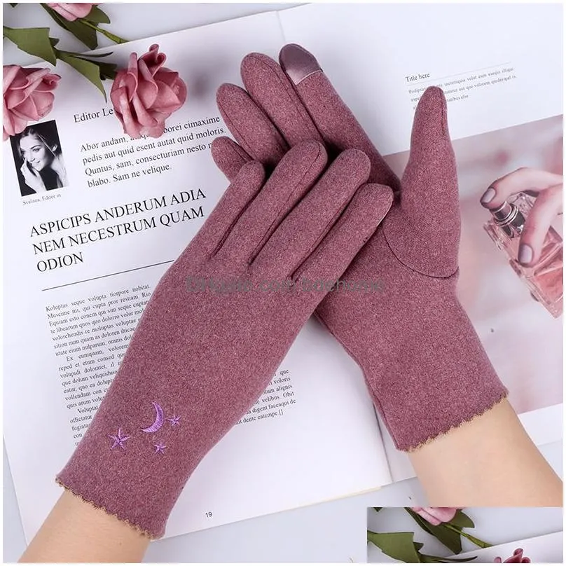 fashion winter women gloves keep warm suede mittens touch screen windproof full finger ladies outdoor sport female gloves