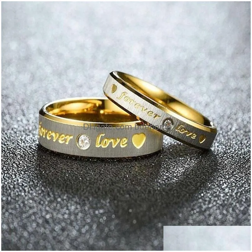 fashion titanium steel couple rings his and hers promise ring alliances of marriage love ring lord wedding for lover