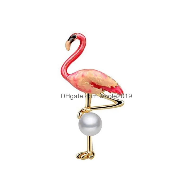 cute enamel flamingo brooches uni women men brooches fashion dress coat accessories