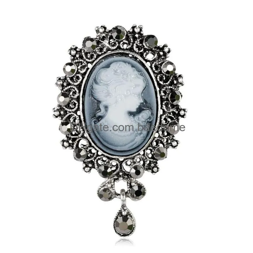 lady photo frame head portrait brooch pin fashion business suit tops corsage rhinestone brooches fashion jewelry gift