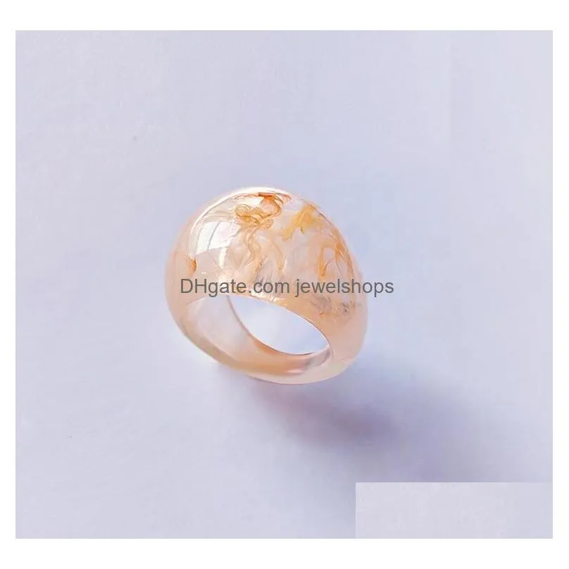 geometry irregular round acrylic colorful resin band rings transparent women men party daily jewelry 9 colors wholesale