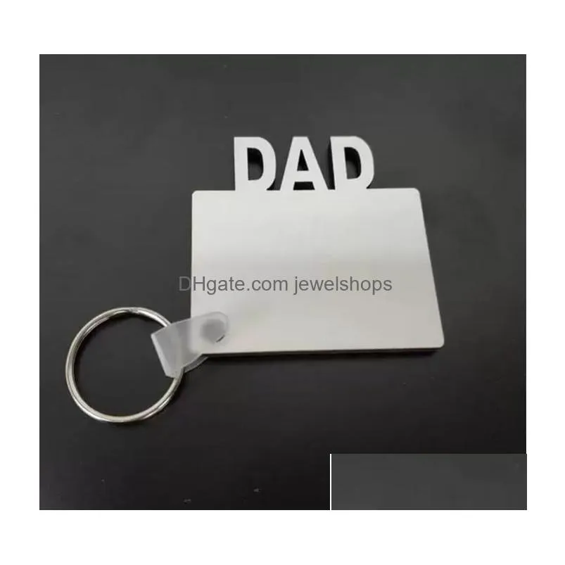 sublimation mom dad fam keychains party favor diy blank mdf key rings for mother and father gift 75x75x3mm