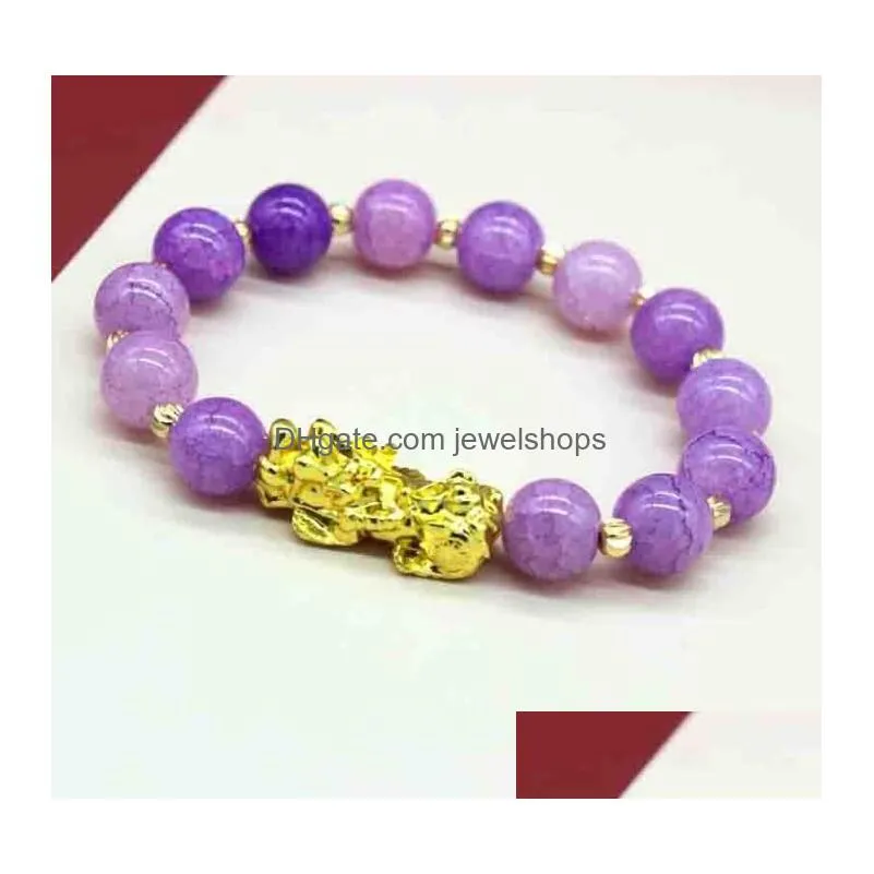 natural stone agate beads strands bracelet chinese pixiu lucky brave troops charms feng shui jewelry for men women 9 colors