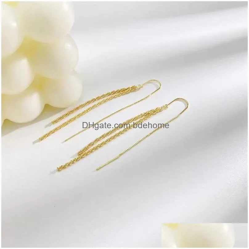 trend sparkling long tassels dangle earrings for women elegant crystal flower pendant earring party wedding jewelry gifts