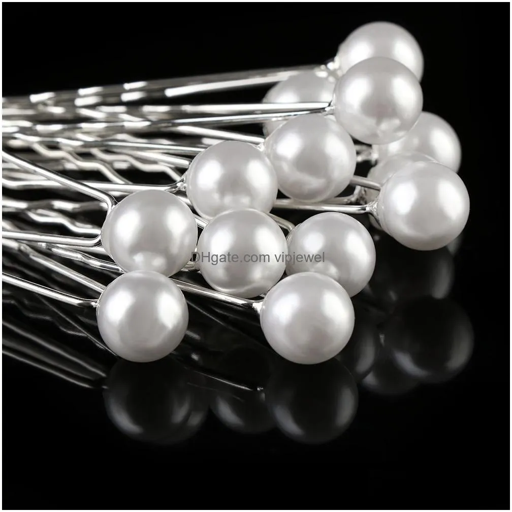 fashion imitation pearl u-shaped pin hairpin bridal tiara hair accessories wedding hairstyle design tools disk hair hairpins