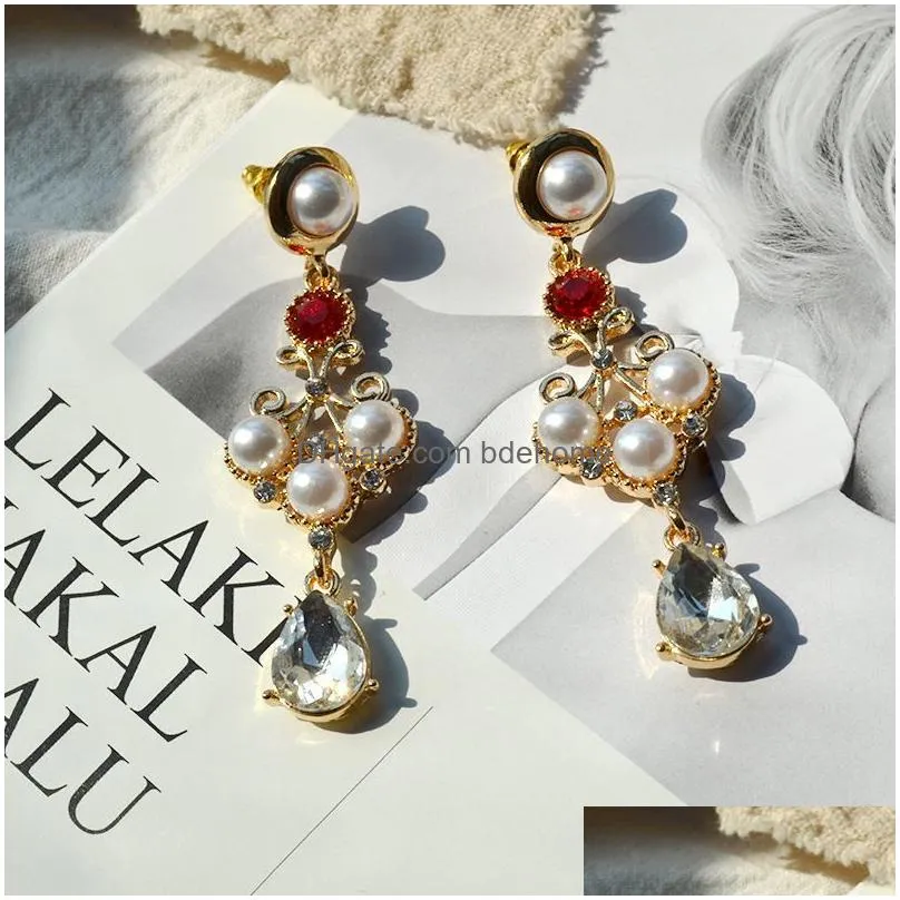 black crystal cross dangle earrings for women baroque bohemian large long earrings jewelry