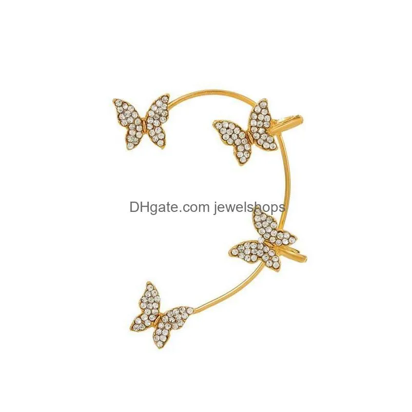 butterfly ear clips without piercing for women sparkling zircon ear cuff clip earrings wedding party jewelry gifts