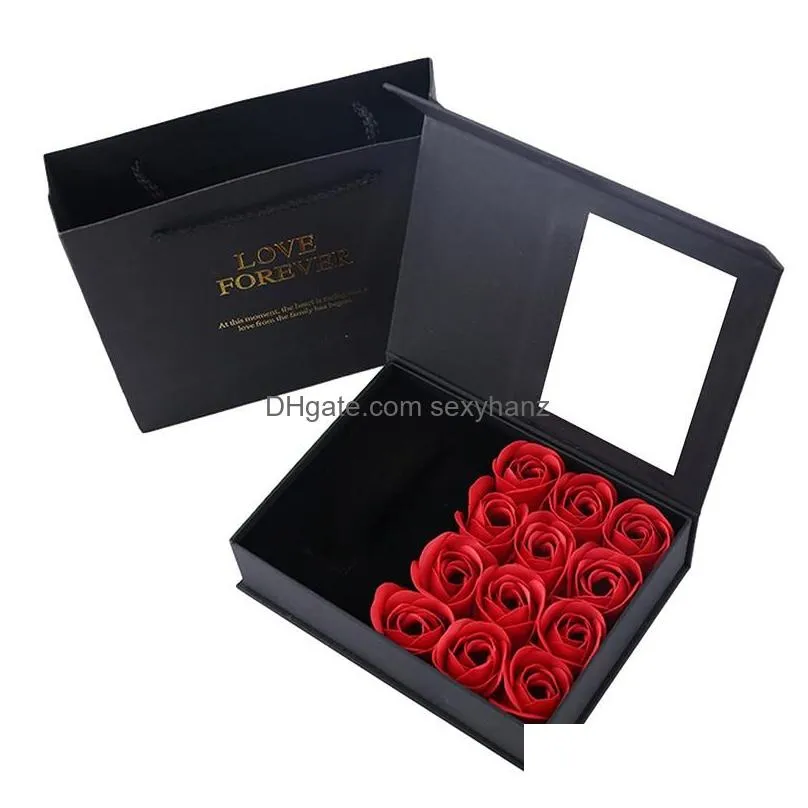 creative eternal soap rose small gift box exquisite valentines day jewelry cases marriage ring boxes holder