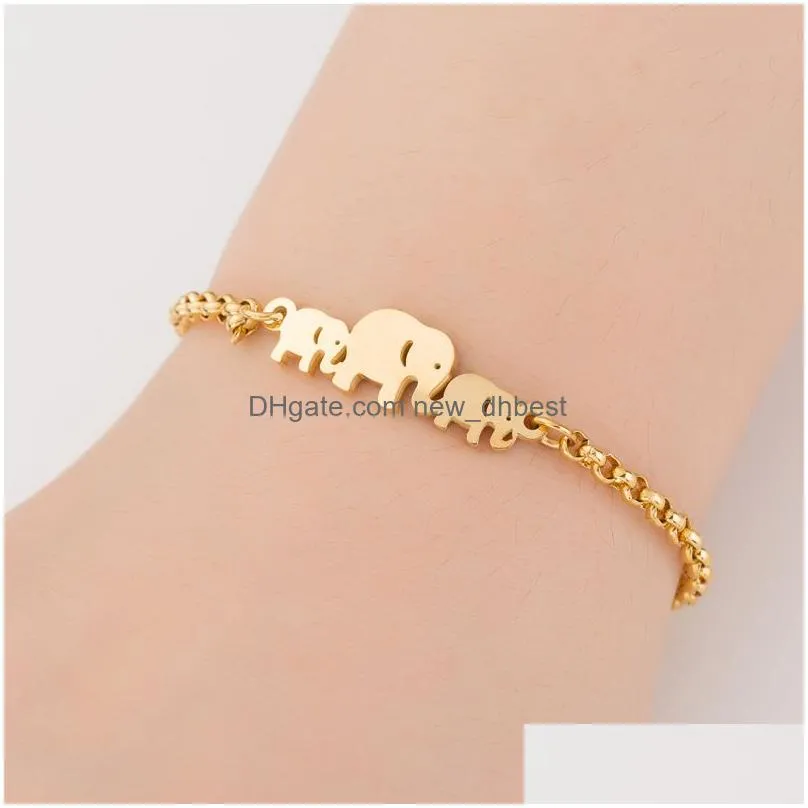 fashion elephant bracelets bangles animal chain link female stainless steel bracelet for women jewelry accessories