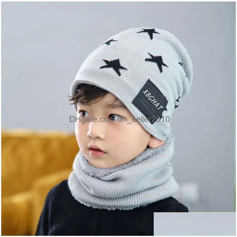 baby boy hat scarf set winter beanies knit cotton warm soft beanie for children girls hip hop caps fashion accessories