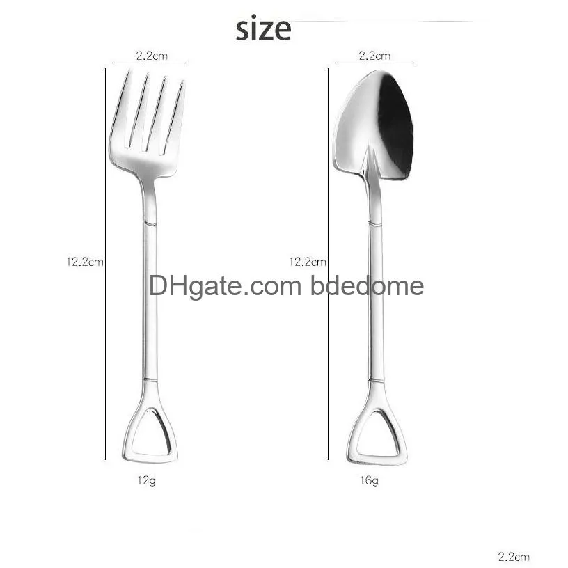 update coffe spade spoon fork food grade 304 stainless steel coffee spoon stirring spoons home kitchen dining flatware tableware forks drop
