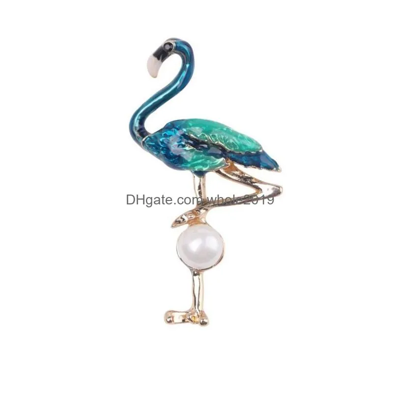 cute enamel flamingo brooches uni women men brooches fashion dress coat accessories