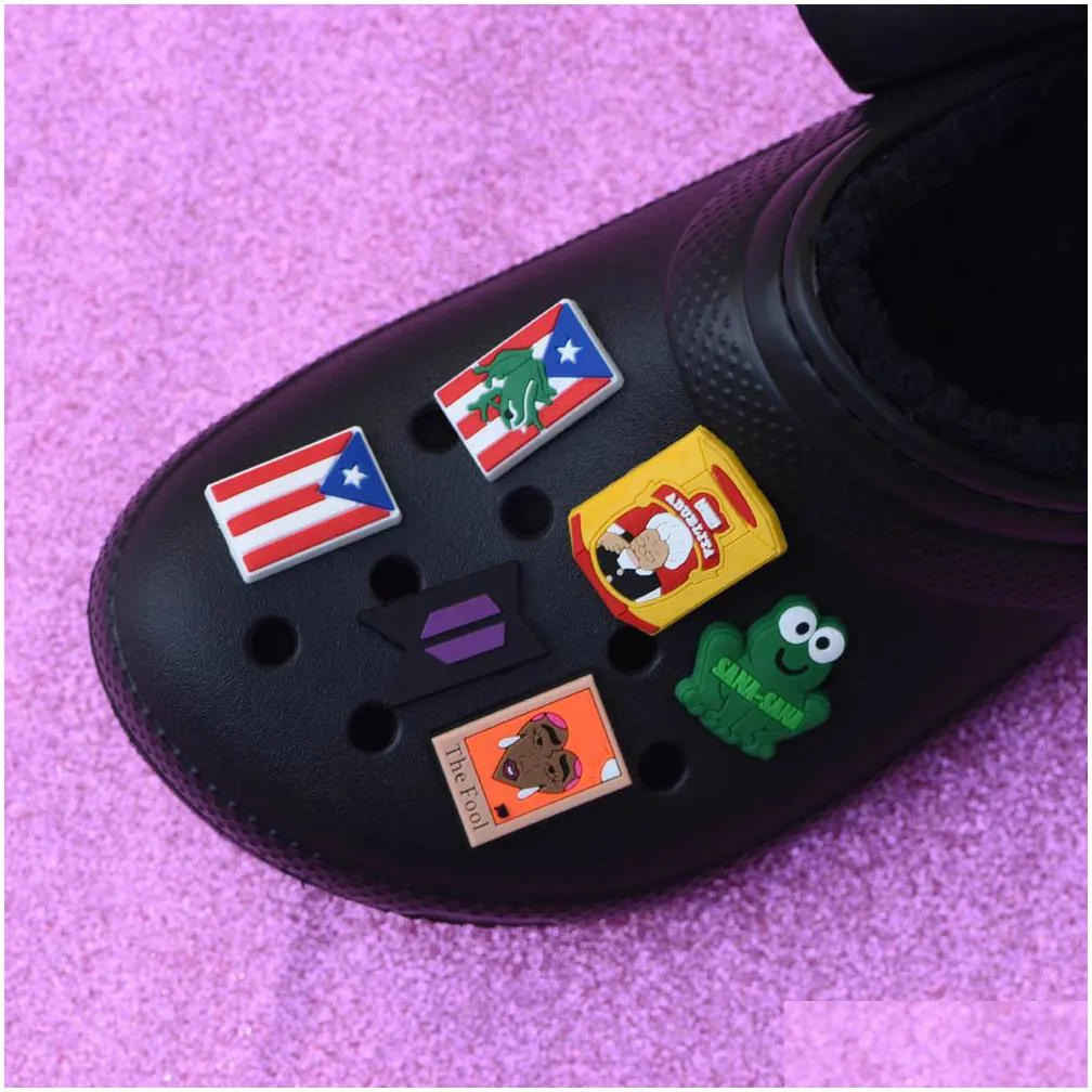 kids gift new custom logo flag designer pvc charms designer shoe charm