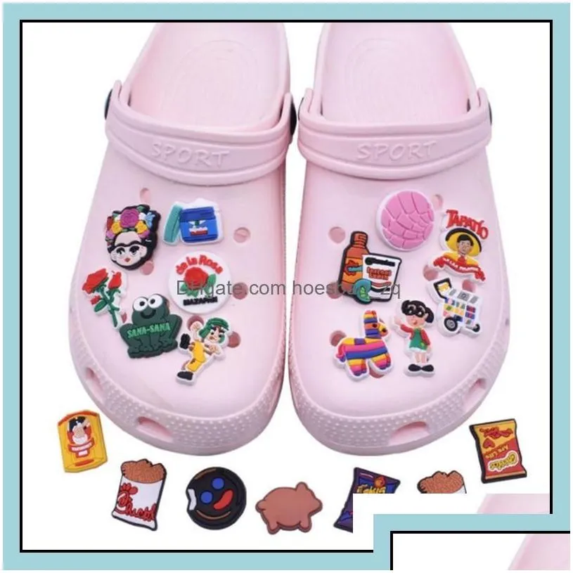 Shoe Parts Accessories Shoes Fast Delivery 100Pcs/Set Pvc Soft Rubber Charms Cartoon Colorf Decoration Animal Friut Beach Supplies