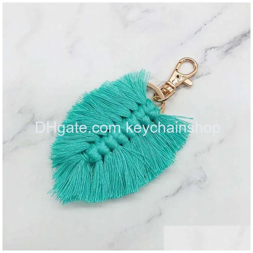 bohemian beach style party supplies handwoven leaf fringe keychain pendan