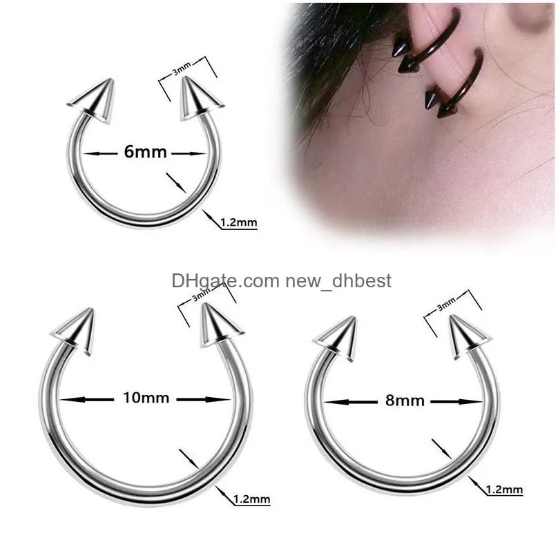 fashion stainless steel horseshoe fake nose ring c clip lip piercing stud hoop for women men 6/8/10mm