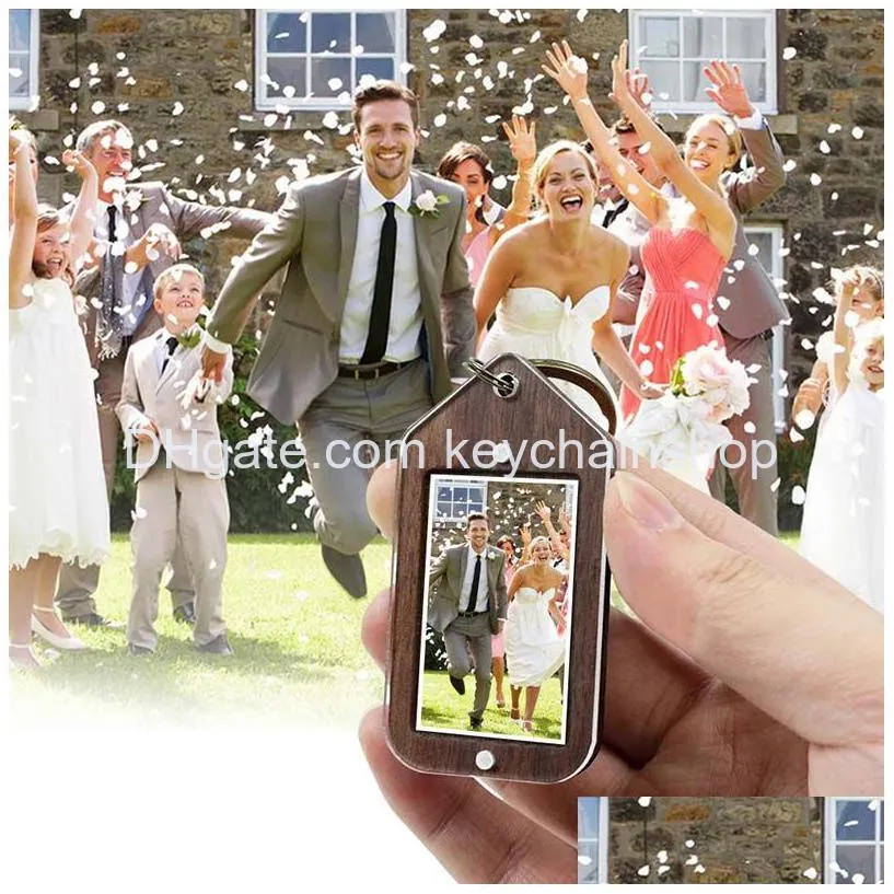 diy acrylic keyrings party favor with photo frame car key chain promotional keychains