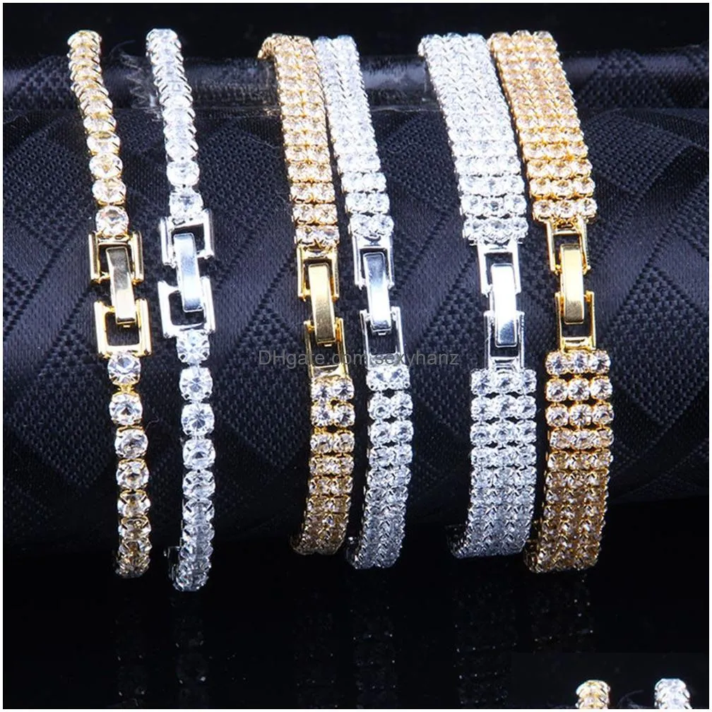 fashion cubic zirconia tennis bracelets bangle gold silver color charm bracelet for women bridal wedding party jewelry
