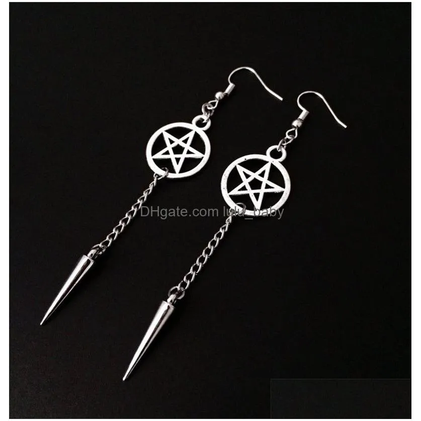 novelty bat animals shape large hoop gothic women charm earrings dark witch pendant earring moon sword