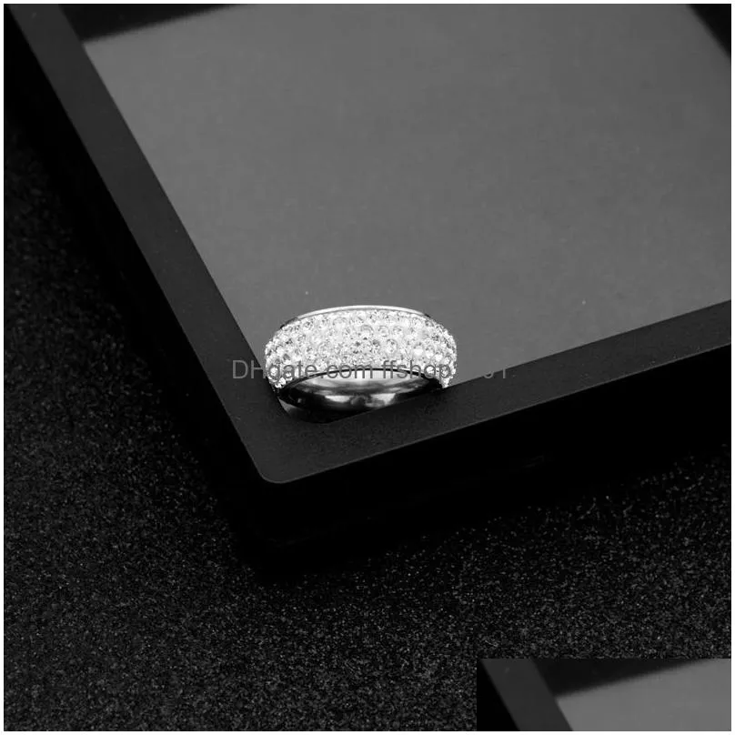 fashionable crystal stainless steel ring multi-color women elegant finger love wedding engagement rings for women jewelry