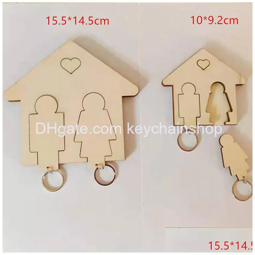 creative home wooden key pendant diy couple keys holder for wall hanging car keychain small gift
