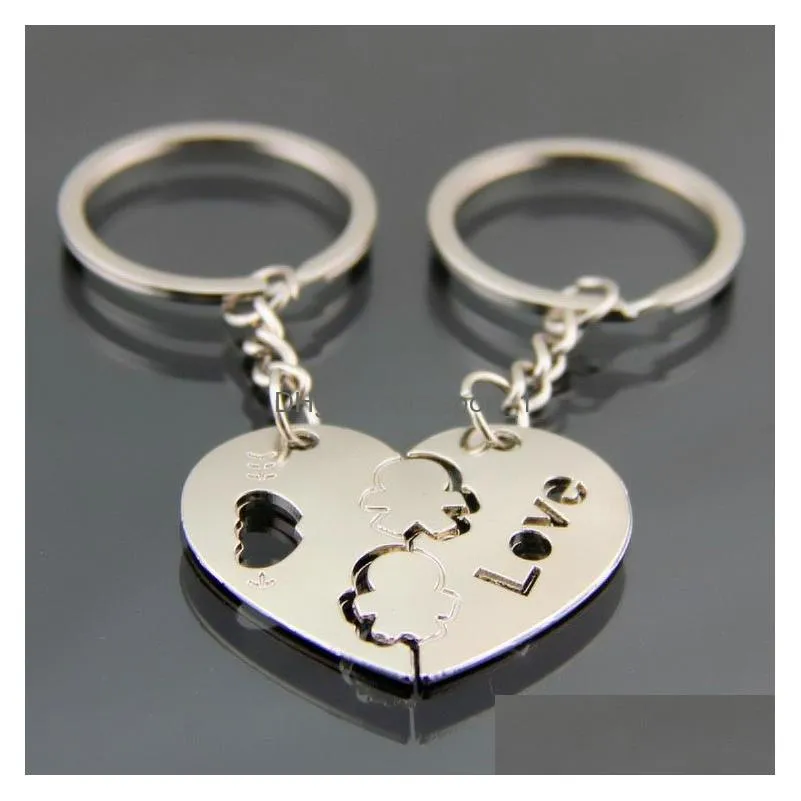 creative fashion women men keyring couple keychain lovers cute key ring holder love heart friends gift wedding favors