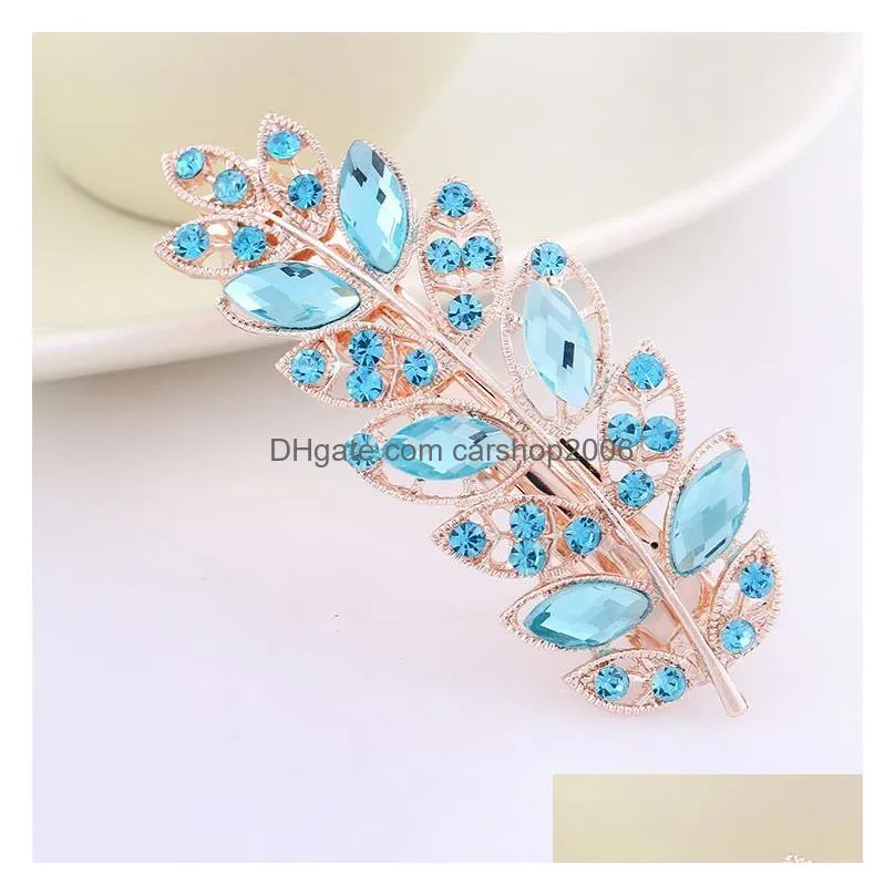 casual women girls large crystal flower barrettes spring top clip word clip elegant female fashion hairpin hair accessories 9x3cm