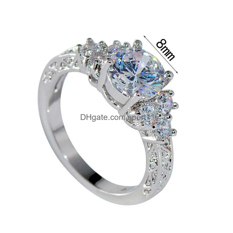 fashion classic aaa austria crystal wedding ring for bridal gift for women engagement zircon jewelry