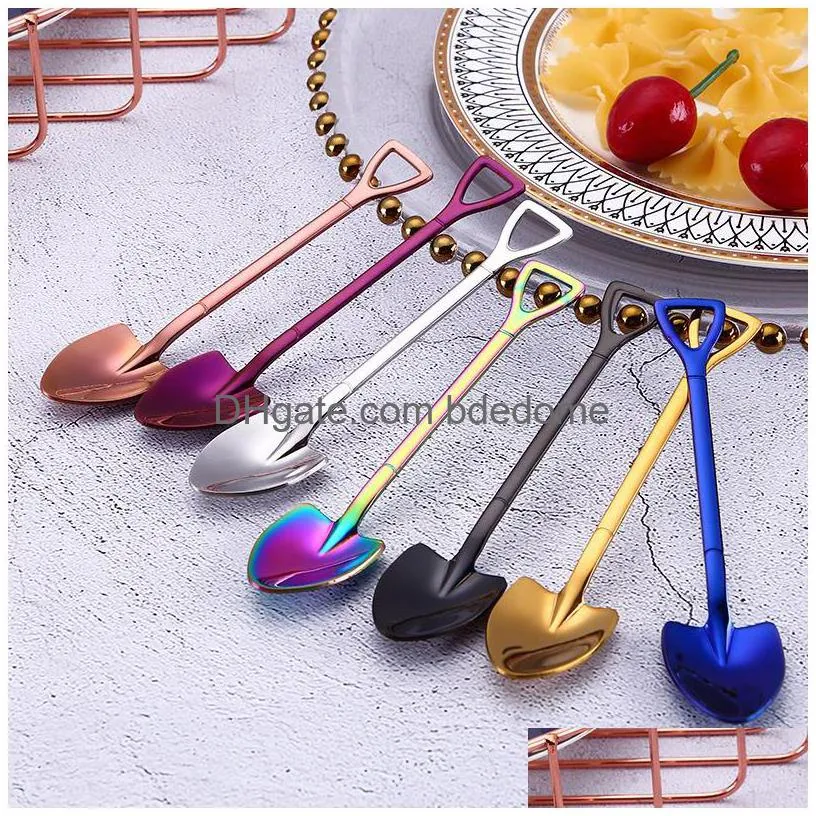 update coffe spade spoon fork food grade 304 stainless steel coffee spoon stirring spoons home kitchen dining flatware tableware forks drop