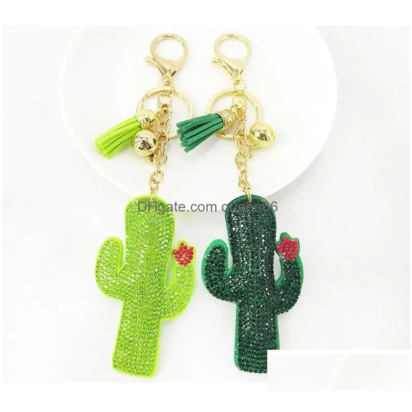 creative women cactus key rings rainbow cloud key pendant diy plant tassel bag keychain fashion accessories